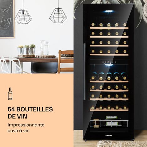 Klarstein Cave a Vin, Réfrigérateur à Vin sur Pieds avec Porte en Verre, Cave à Vin de Vieillissement, Prosecco, Bière, Ecran Tactile, Réfrigérateur Bar, Frigo, Protection UV, 5-18°C, 77 Bouteilles