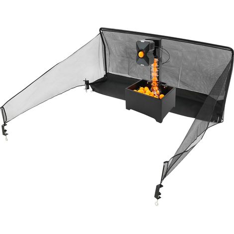 HAUTOUR Robot de Tennis de Table avec Filet, Machine à Balles Automatique 100 Balles, 10 Modes Programmables et Télécommande, Vitesse/Fréquence Réglables, pour Entraînement Solo ou Club