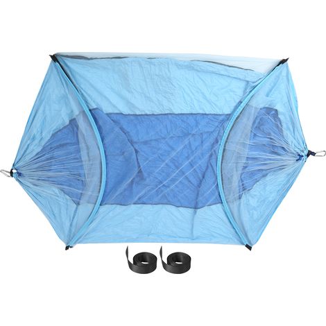 Filet moustiquaire suspendu automatique parachute anti-retournement pour hamac extérieur, bleu saphir et bleu clair (1/5)