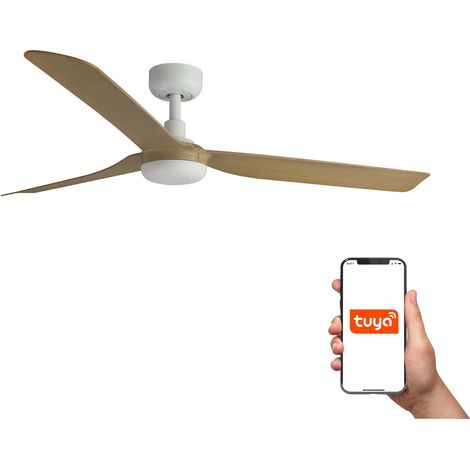 Faro Punt Système intelligent Tuya à 3 lames, noir mat et érable, taille moyenne (1/5)