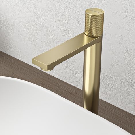 doporro Grifo Alto de Lavabo de Acero Inoxidable 304, Acabado Oro Cepillado, Cartucho Cerámico, Altura 29 cm, Aireador Desmontable, Fino-01H (1/5)