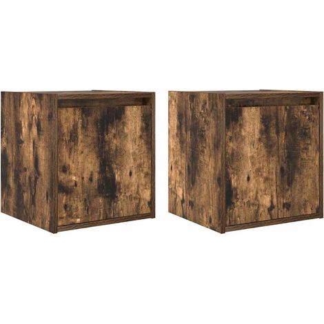Maison Exclusive - Mesillas de noche de pared 2 uds roble ahumado (1/5)