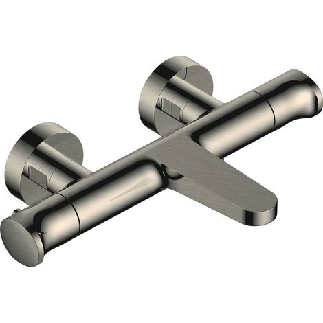 RAK Brushed Nickel Wall Mounted Exposed Thermostatic Bath Shower Mixer Tap - RAKITA3009N (1/2)
