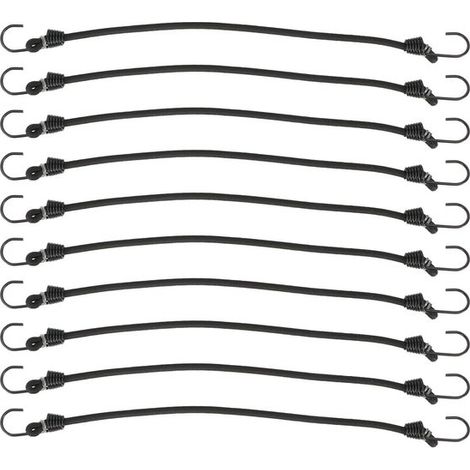 Cordon élastique de serrage - Lot de 10 - Corde élastique - Tendeur de tente - Sangle à bagages - Avec Velcro - 30,8 cm (1/5)
