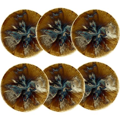 Lot de 6 assiettes creuses en porcelaine 21cm, VOLCANO