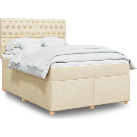 Boxspringbett mit Matratze Creme 140x190 cm Stoff (1/5)