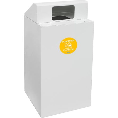 Pattumiera 100 litri acciaio bianco con copertura (1/5)
