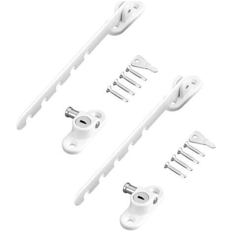 2er-Pack verstellbare Fensterbegrenzer mit mehrstufiger Windsteuerung für ein-, aus- und abschwenkbare Fenster (weiß) (1/5)