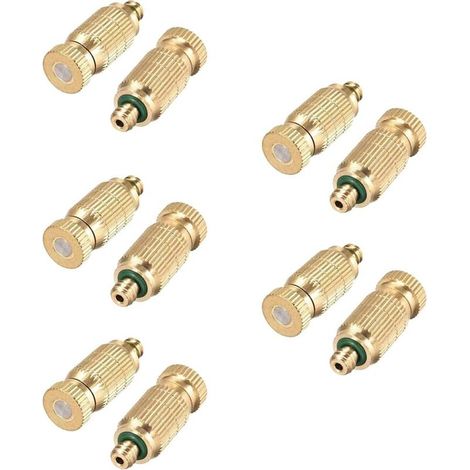 Lot de 10 buses de brumisation en laiton, buse de pulvérisation haute pression de 0,2 mm, buse de brumisation anti goutte. (1/5)