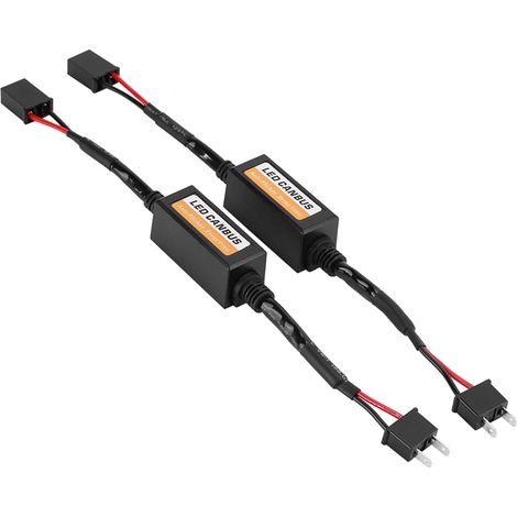 Decoder per fari a LED per auto in 2 pezzi, decoder per fari a LED Canbus, dispositivo anti-sfarfallio, resistore di eliminazione degli errori, decoder anti-sfarfallio per fari a LED per auto per H7 (1/4)