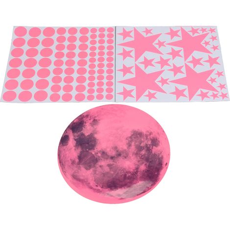 Autocollants Phosphorescents Lune et Étoiles pour Chambre Enfant - Décoration Murale Rose Salon (1/5)