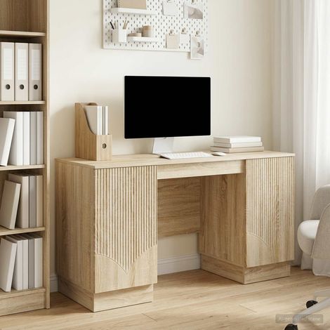 vidaXL Schreibtisch Sonoma-Eiche 142,5 x 50 x 75 cm Holzwerkstoff (1/5)
