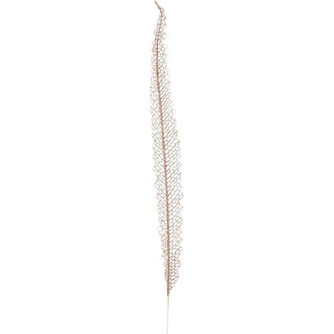 Ramo decorativo natalizio "Lineare Oro Rosa Glitter" con foglie da 97 cm