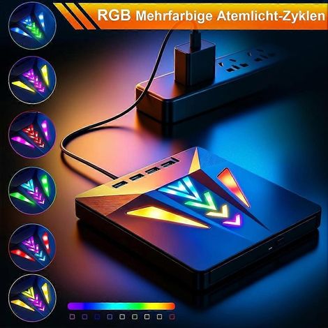 Lecteur CD/DVD externe USB 3.0 avec 4 ports USB, lecteur de cartes SD/TF, graveur ROM +/- RW et indicateurs LED convient aux ordinateurs portables et de bureau. (1/5)