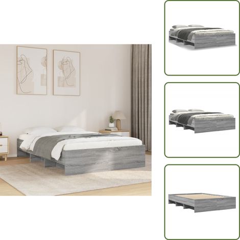 Bettgestell Grau Sonoma 120x200 cm Holzwerkstoff - Bettgestell - Bettgestelle - Bettrahmen - Bett