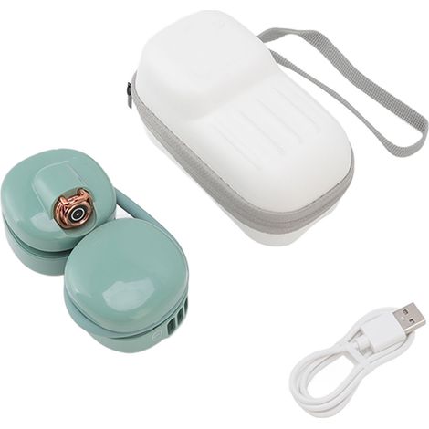 Ventilateur de cou rechargeable USB, double ventilateur, mains libres, flux d'air ultra-rapide, léger, pliable et portable, idéal pour les voyages, le shopping et les activités de plein air (vert). (1/5)