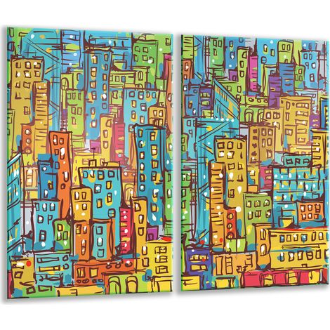 Tabla de cortar de vidrio 2x 30x52 ciudad (1/5)