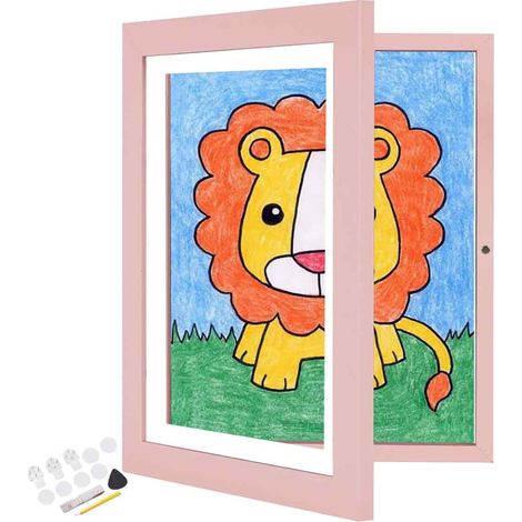 Cornice portafoto formato A4 per disegni di bambini, realizzata in MDF ecologico, cornice portafoto collage formato A4 per bambini, realizzata in legno