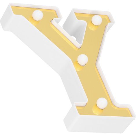 Lampe alphabet dorée en forme de Y, idéale pour une demande en mariage, un anniversaire ou toute autre fête. Couleur blanc chaud. (1/5)