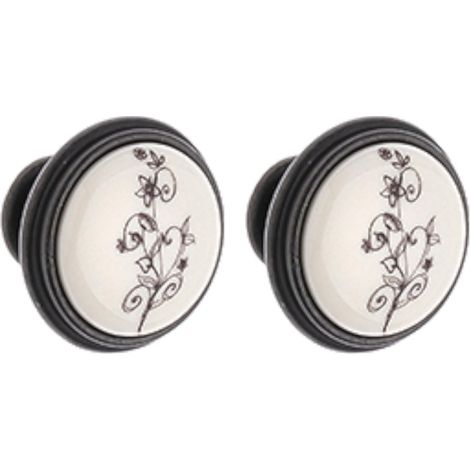 2x Bouton de tiroir finition laiton foncé porcelaine céramique motif fleur 35 mm avec vis Meuble Vintage Antique Style Porte Poignée Commode Armoire Maison (1/3)