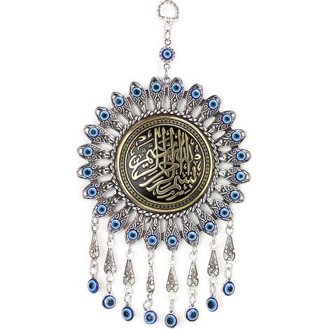 Amulette porte-bonheur œil bleu turc islamique turc, décoration murale protectrice musulmane, pendentif béni (1/5)
