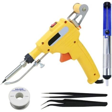 Kit de Fer à Souder à l'étain Pistolet à Souder Portatif Fer à Souder électrique Chauffé à l'intérieur Outil de Réparation de Soudage Automatique (Yellow),