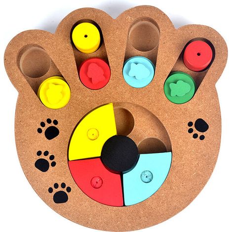 Chiens Intelligence Jouets Jeu de stratégie Jouet Formation IQ Interactive Hide & Seek Manger lentement Jeu de Puzzle en bois pour animaux de compagnie pour chiens et chats(Empreinte de patte (1/5)