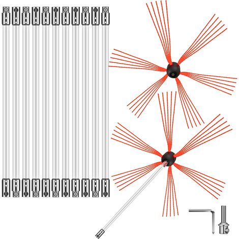 Mophorn 39ft flexibles Schornsteinfegerstangen-Set – Nylon, 2 Bürstenköpfe, 12 weiße Stangen, Easy Connect – Schornsteinreinigungswerkzeug (1/5)
