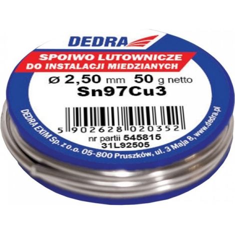 Metal de relleno para soldadura de 2,5 mm, 50 g, 97 % Sn Sn97Cu3