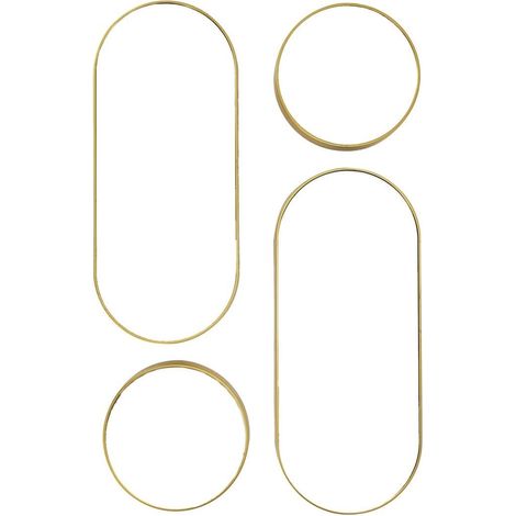 Lot de 4 Miroirs Muraux Décoratifs Rond et Ovale Versa Doré (1/3)