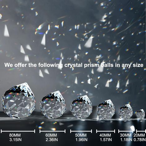Boule de cristal - Attrape-soleil - Boules de cristal facettées de 30 mm pour projections d'arc-en-ciel - Lot de 20 - Transparent (1/5)