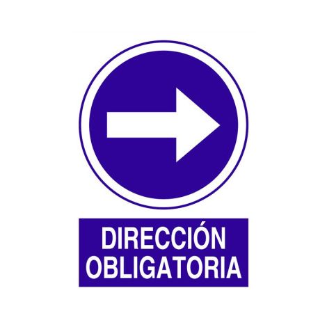 Cartel de Dirección obligatoria con flecha derecha                                                   Poliestireno       297X210