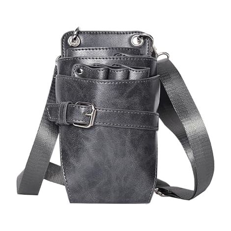 Sac à Ciseaux de Coiffure en Cuir pour salon de coiffure, barbier outils de coiffure, peigne avec bandoulière réglable Cadeau (1/5)