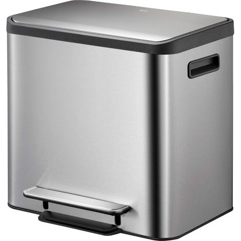 EKO - Poubelle à pédale Tri-sélectif EcoCasa 12+12 litres - Stainless steel   - inox mat