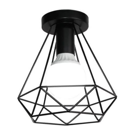 U DO 20cm Vintage Plafonnier Cage en Fer Noir Industriel pour Salon Bar (1/4)
