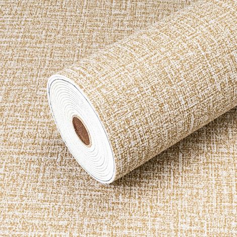 Elkuaie Papier Peint Autocollant - Résistant à l'eau et à la chaleur - Simple - 1 rouleau - Pour salon et chambre - Marron clair-50x280cm (1/5)