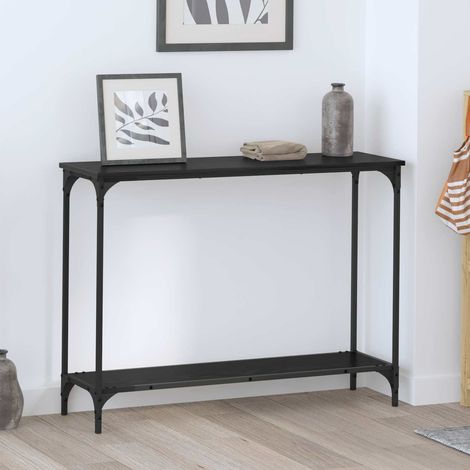 Table console industrielle avec étagère, bois d’ingénierie, chêne noir, 101 x 30,5 x 75 cm - PANGIVO (1/5)