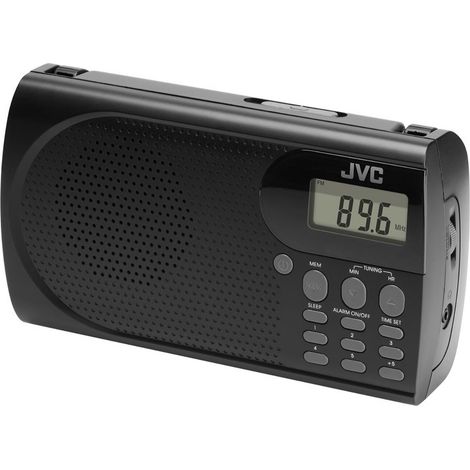 Radio portátil JVC RA-E431B FM 10 emisoras LCD Reloj despertador Modo de suspensión 0,5 W