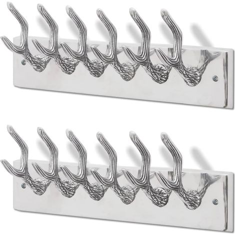 vidaXL Ganci Appendiabiti 2 pz Argento in Alluminio (1/5)