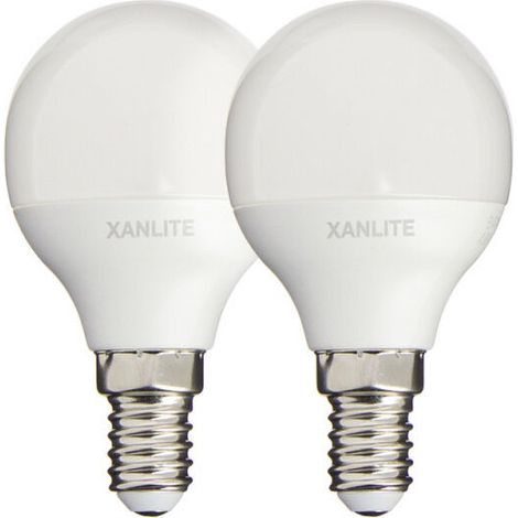 Confezione da 2 lampadine LED P45 con attacco E14 – Illuminazione classica, risparmio energetico, 2700 K (bianco caldo), 400 lm, angolo di diffusione 360°, dimmerabile, senza mercurio, classe energeti