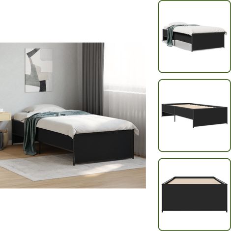The Living Store Bettgestell Schwarz 90x190 cm Holzwerkstoff und Metall - Holz Bett (1/5)