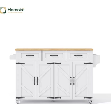 Desserte de cuisine blanche en mdf 140 x 70 x 90,5 cm HOMAIRE (1/5)