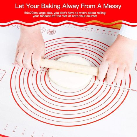 Tapis de cuisson en silicone,tapis de cuisson antiadhésif 70x50cm,tapis roulant antidérapant avec mesure pour biscuits fondants,biscuits,pate à pizza GROOFOO (1/4)
