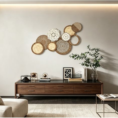 Decoración de pared de MDF y bambú natural 83,8 x 44,5 cm OKWISH (1/5)