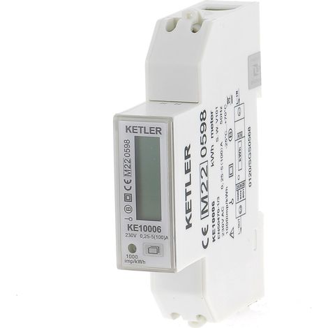 KETLER - KE10006 : Compteur électrique - Monophasé 100 A - Certifié MID - Remise à zéro partielle - Simple tarif