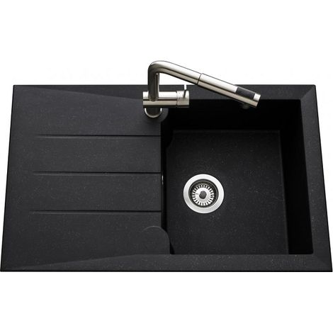 Évier de cuisine noir MAJORQUE - L 810 X l 500 X P 210 mm - sous-meuble 50 cm - Aquatop