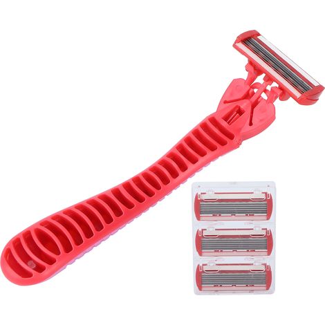 Rasoir pour femmes, épilation à 3 lames, tondeuse beauté pour aisselles, jambes et corps, rouge (1/5)