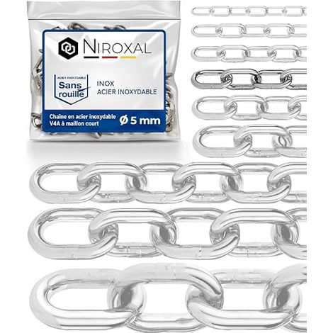 A4/316 5mm Stainless Steel Short Link Chain - 1m - Short Link Chain - Marine Grade Exterior