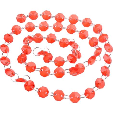 Cuentas octogonales de cristal acrílico, decoración colgante para bodas y Navidad (rojo)