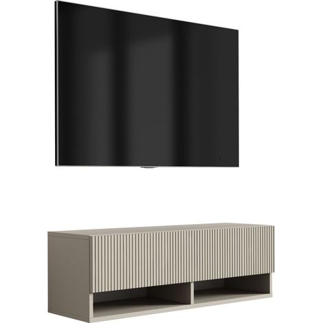Mobile TV con frontale scanalato, Cashmere, 100 × 32 × 33,6 cm (1/5)